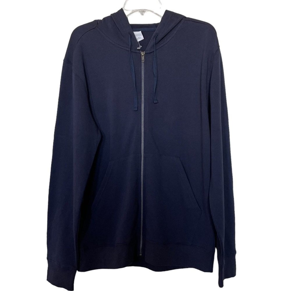 Sweat Jacket Womens Size Medium M Blue Full Zip Hooded Pockets